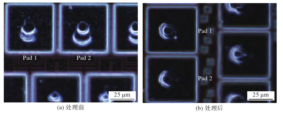 等離子清洗前后焊盤表面污染顆粒